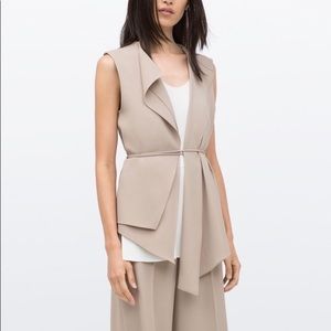 Zara Beige Flowy Tie Vest